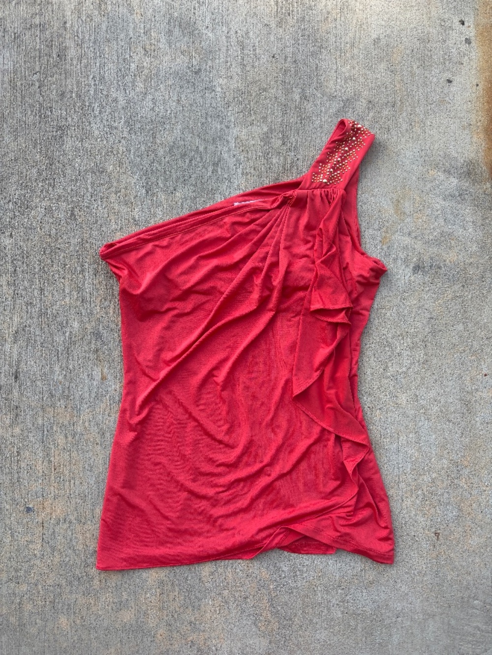 VTG 2000s Cache Coral Embellished One Shoulder Top